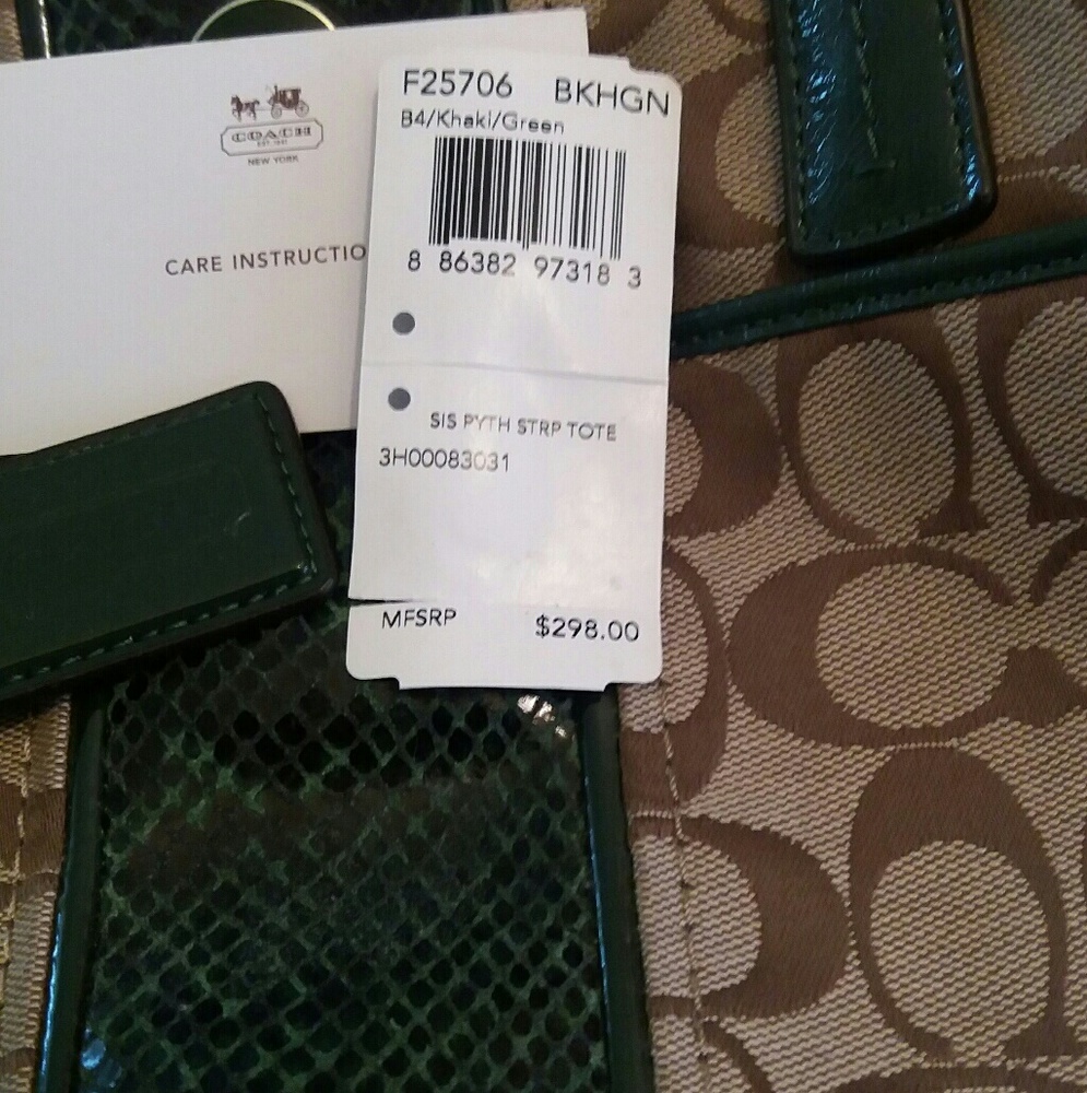 Coach Signature Stripe Python Purse - Picture 6 of 7